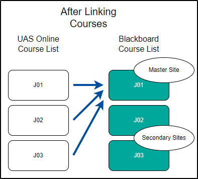 a diagram depicting the relationship between course sections after linking